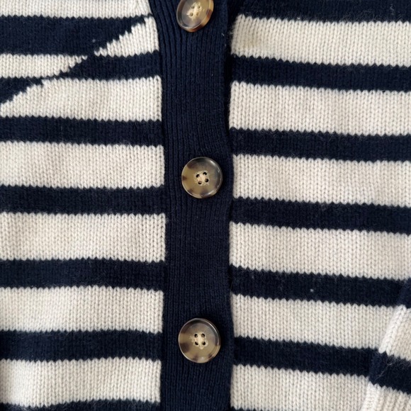 La Ligne New York Striped Wool Blend Cardigan Navy Cream Button Front XS - Picture 8 of 12
